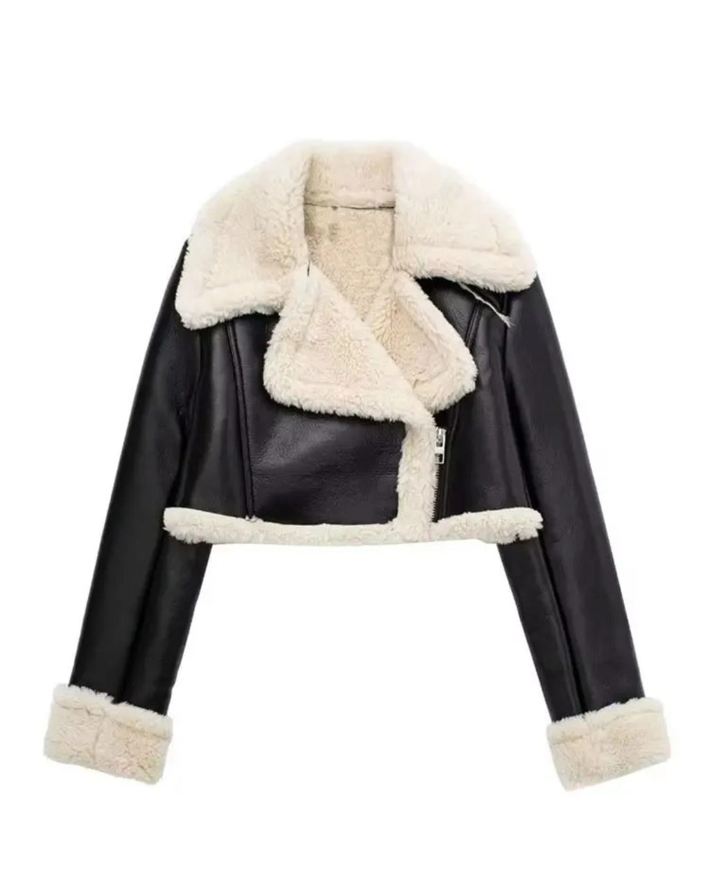 Giacca Chiara corta in similpelle con interno in eco montone