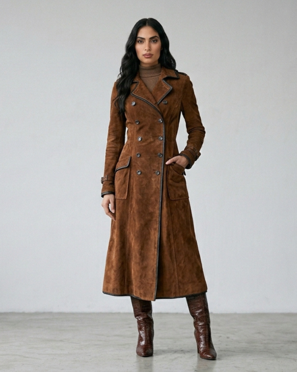 Cappotto Gisella lungo in microfibra effetto camoscio