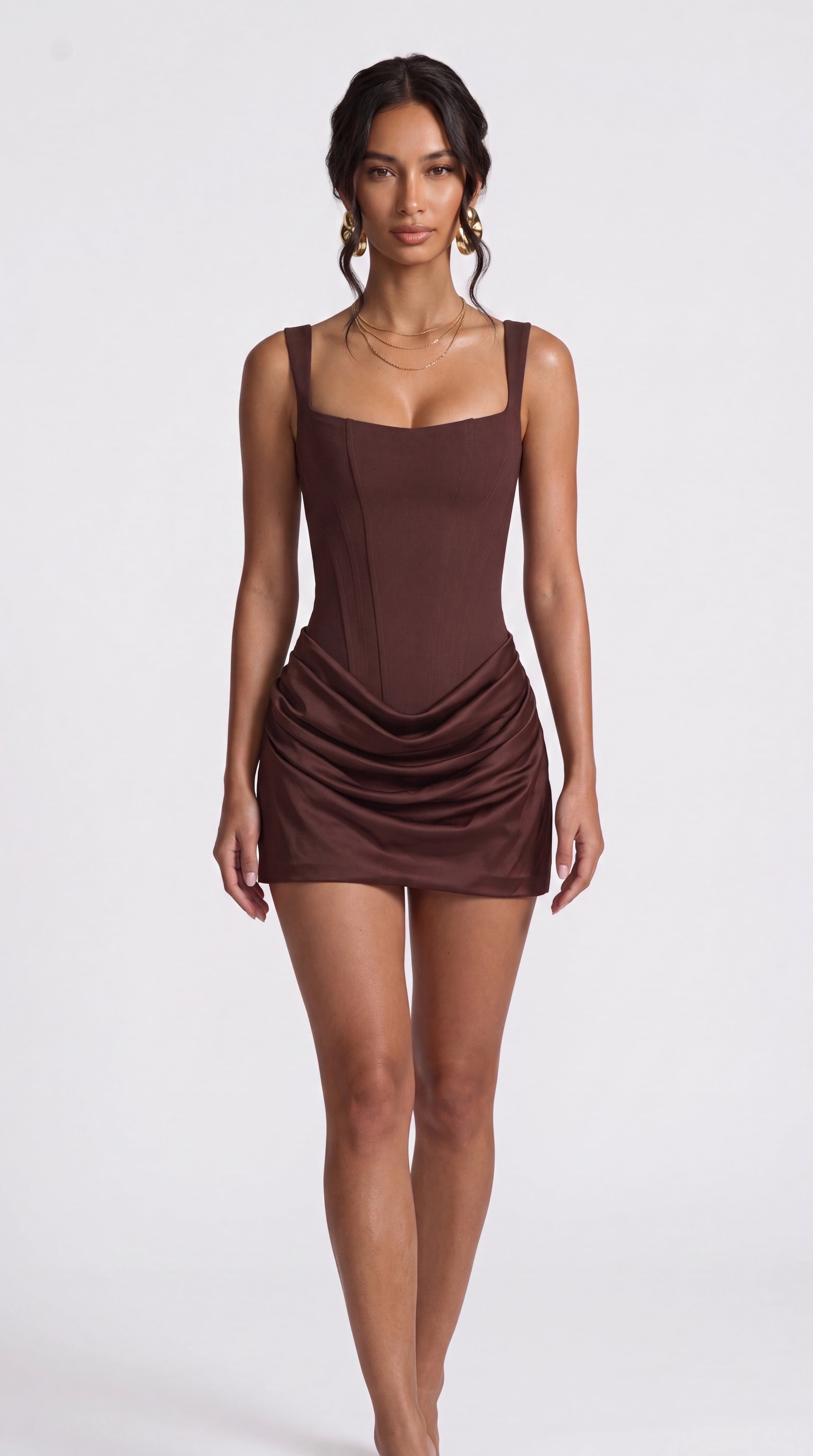 Abito Clau minidress con corsetto e scollo quadrato