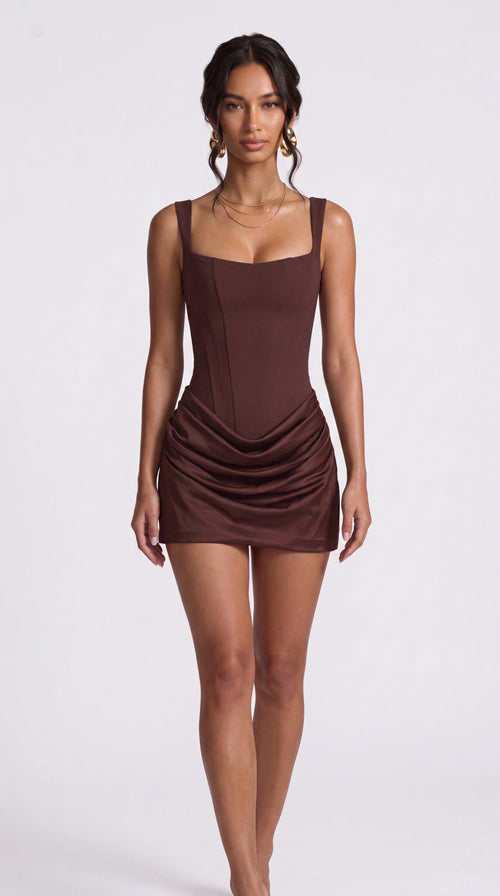 Abito Clau minidress con corsetto e scollo quadrato