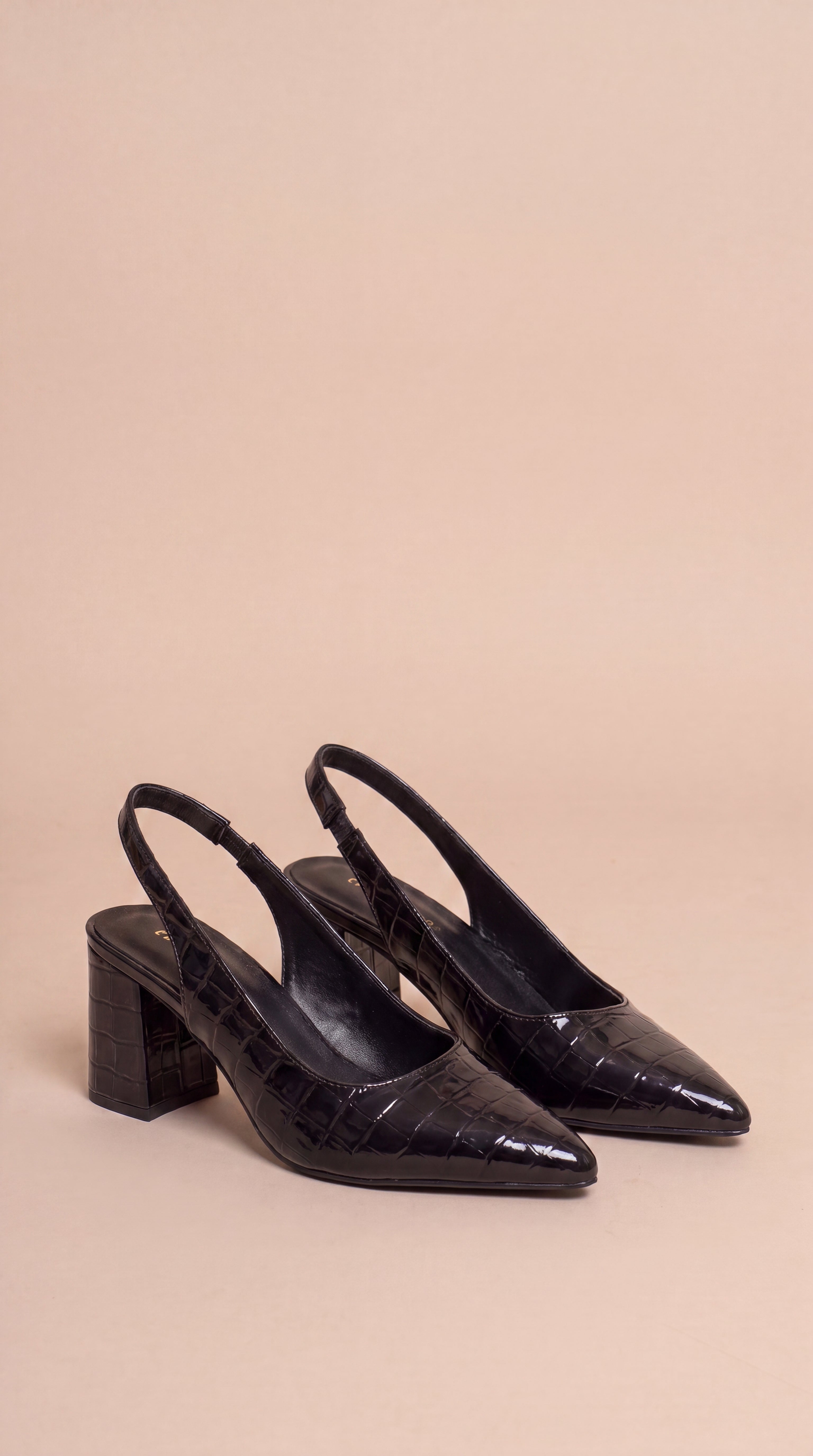 Slingback Croco in vernice lucida con stampa effetto cocco